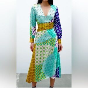 ZARA patterned midi dress